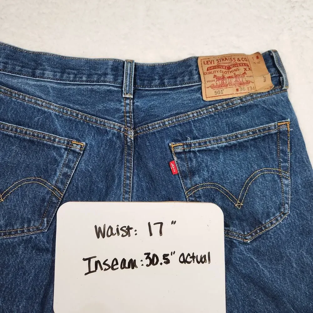 Y2K Levis‎ XX 501 Straight Leg Button Fly Red Tab Jeans 36x34 Fits 34x31 Cotton